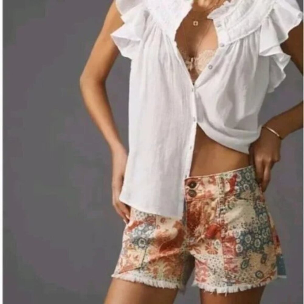 Anthropologie Pilcro The Wanderer Paisley Low-Rise Shorts